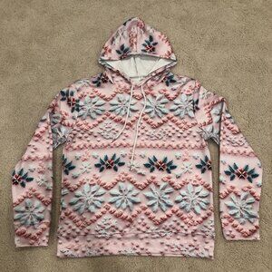 NWOT Christmas Allover Graphic Print Pullover Hoodie Long Sleeve Sweatshirt